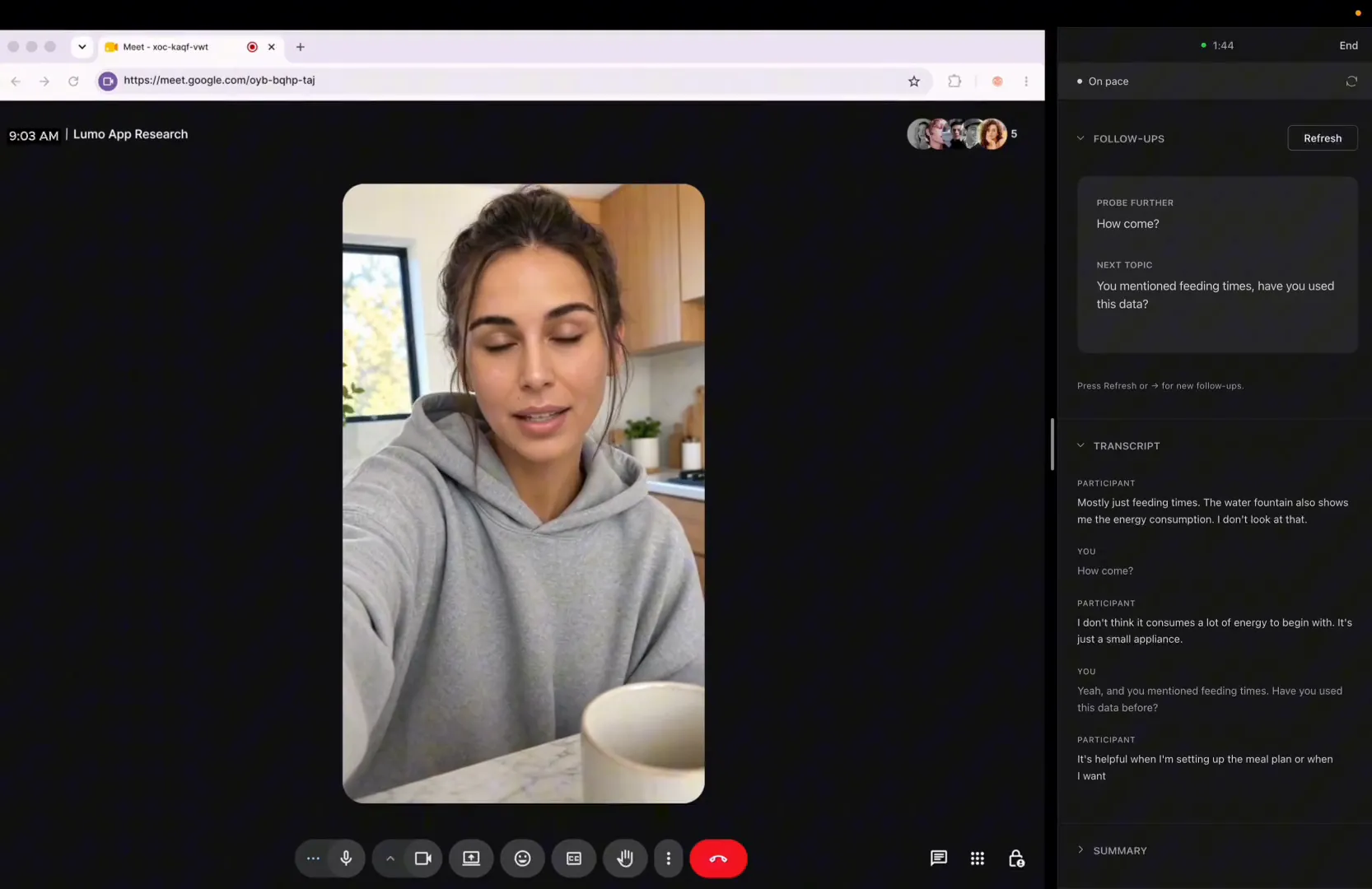 Reslie in use during a live research session