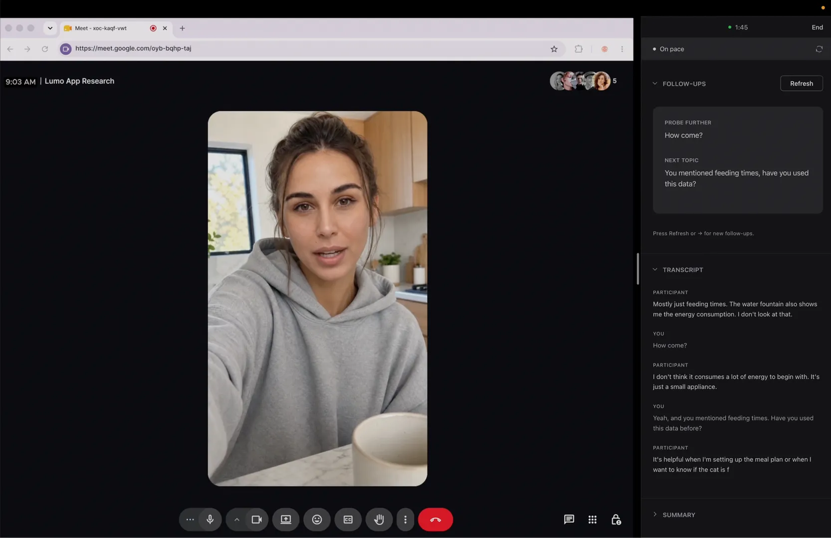 Reslie in use during a live research session